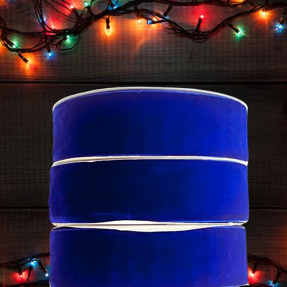 Lot of 3 Royal Blue Velvet Ribbon 2" Wide x 25 Yards Each Spool -Holiday Decor - Picture 6 of 8